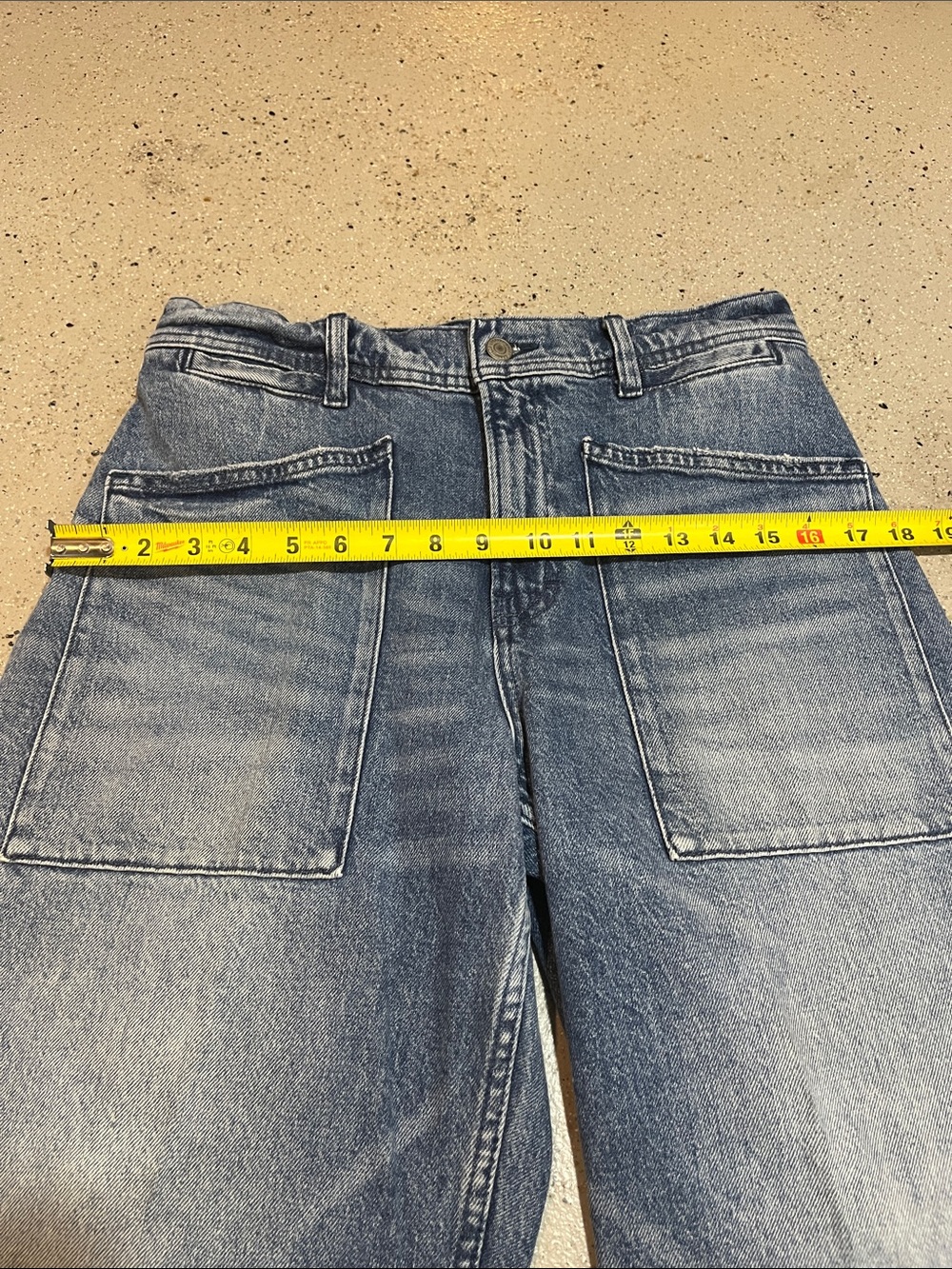 LUCKY BRAND LUCKY LEGEND HIGH RISE WIDE LEG PATCH POCKET DENIM JEANS BLU SIZE 10 - Picture 10 of 13